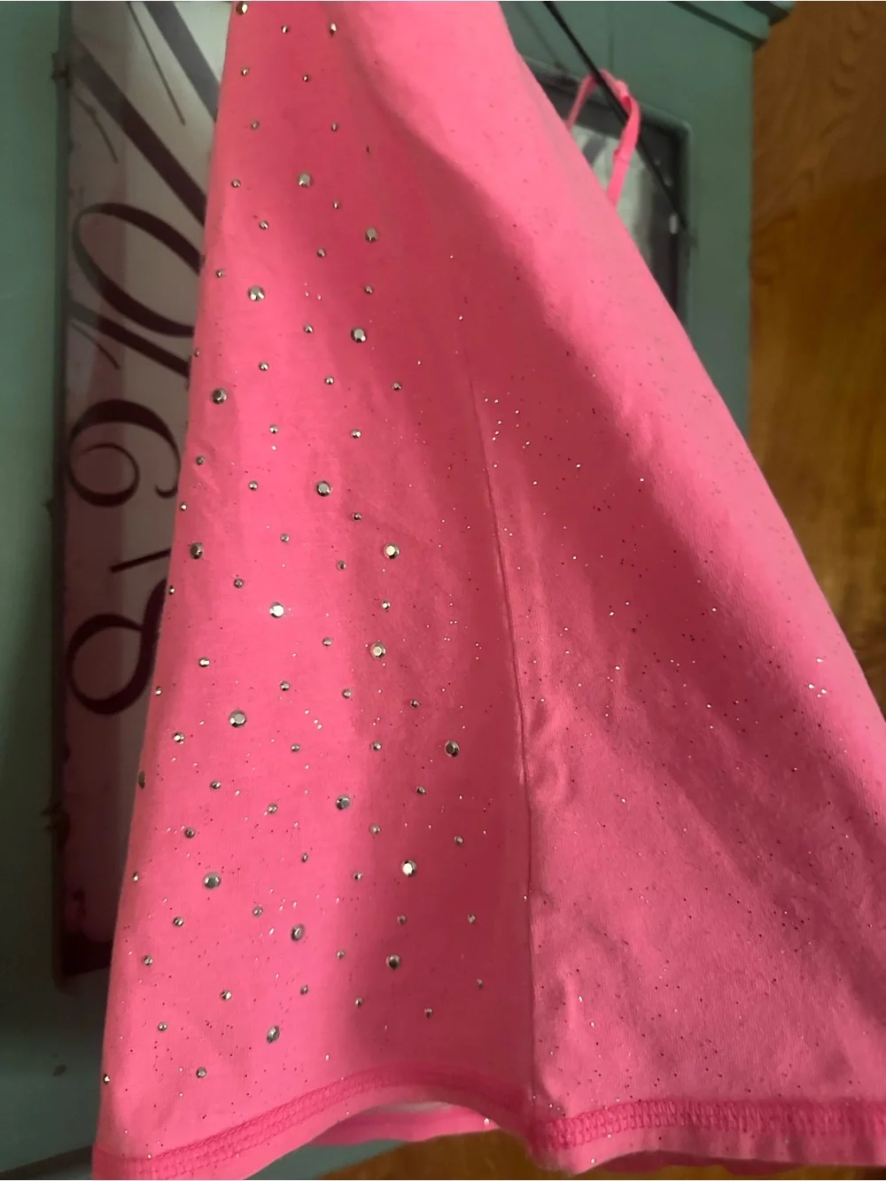 Justice Hot Pink Rhinestone Spaghetti Strap Tank